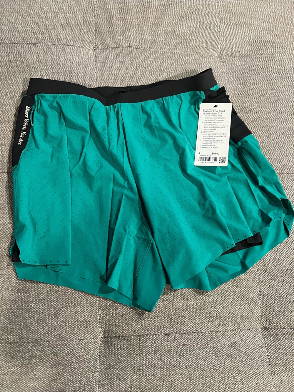 NWT lululemon Fast Free Road to Trail 6" Shorts Kelly Green Men's L